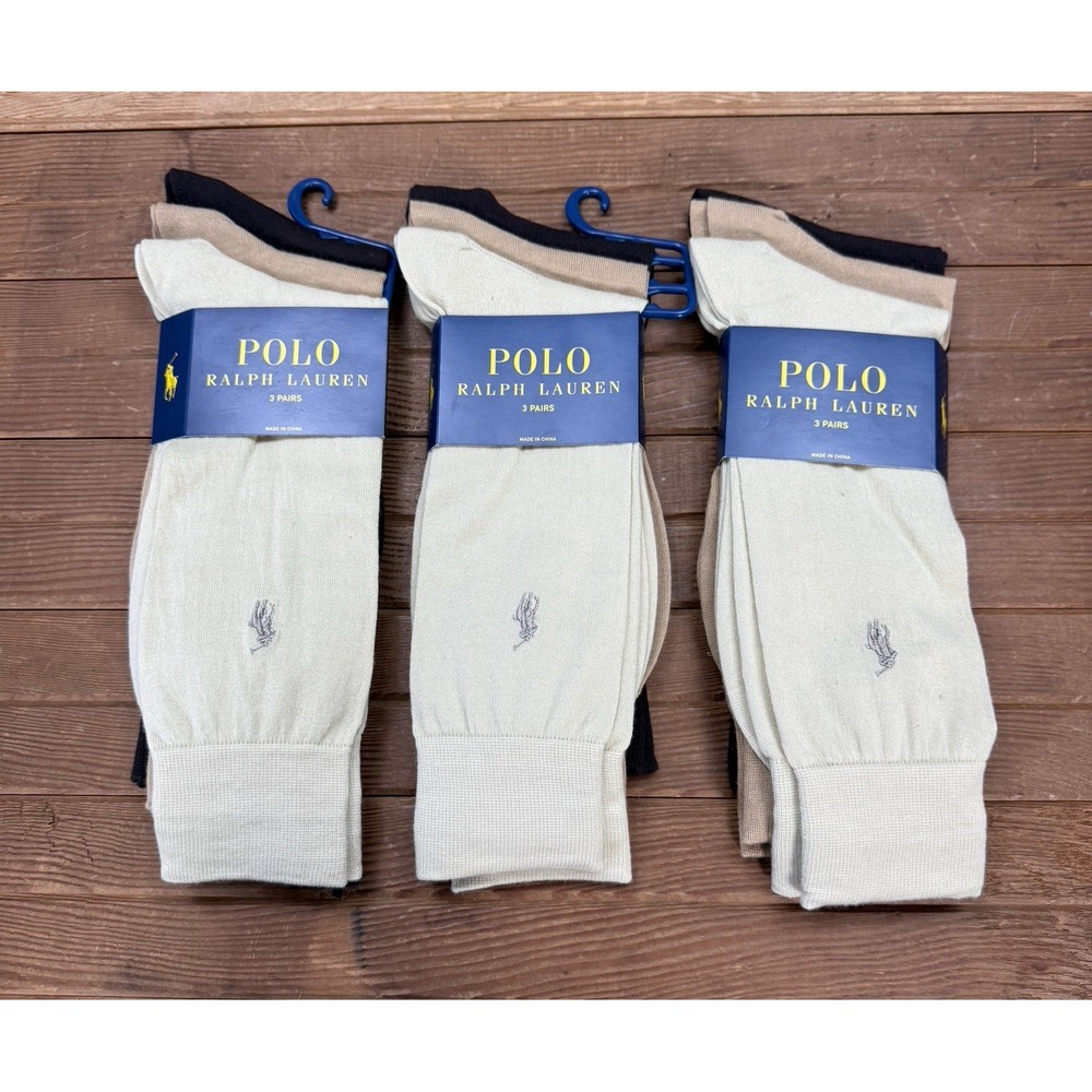 Polo Ralph Lauren Socks Mens 10-13 Multicolor Dress Crew Socks Lot Of 3 NEW‎